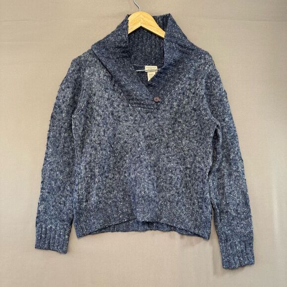 L.L.Bean Women’s Knit Sweater Size Medium Regular Wool Blend Grey/Blue Color - Picture 1 of 7